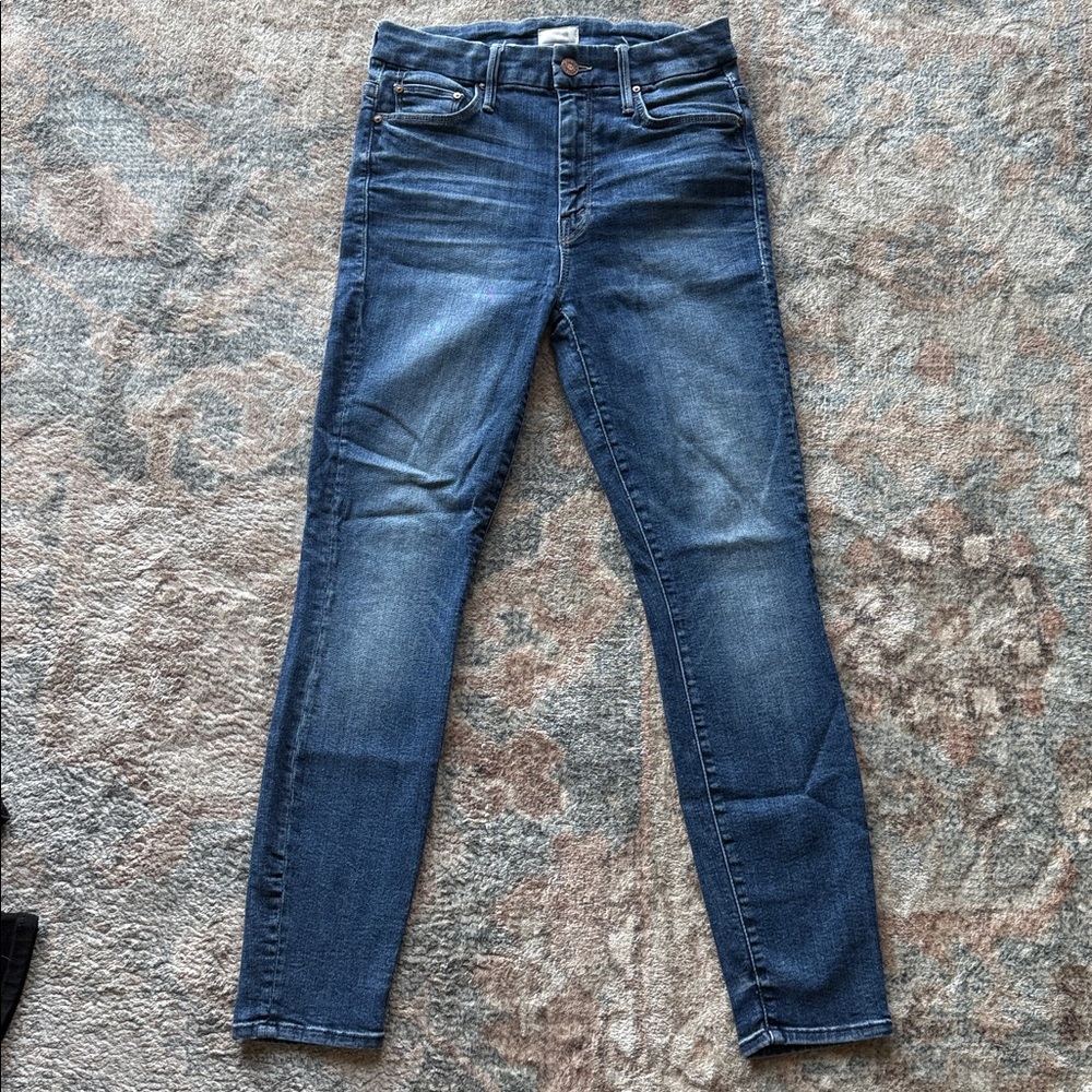 MOTHER Women's Skinny Jeans in Dark Blue Wash